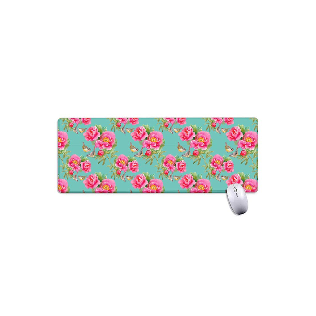 Bird Pink Floral Flower Pattern Print Extended Mouse Pad