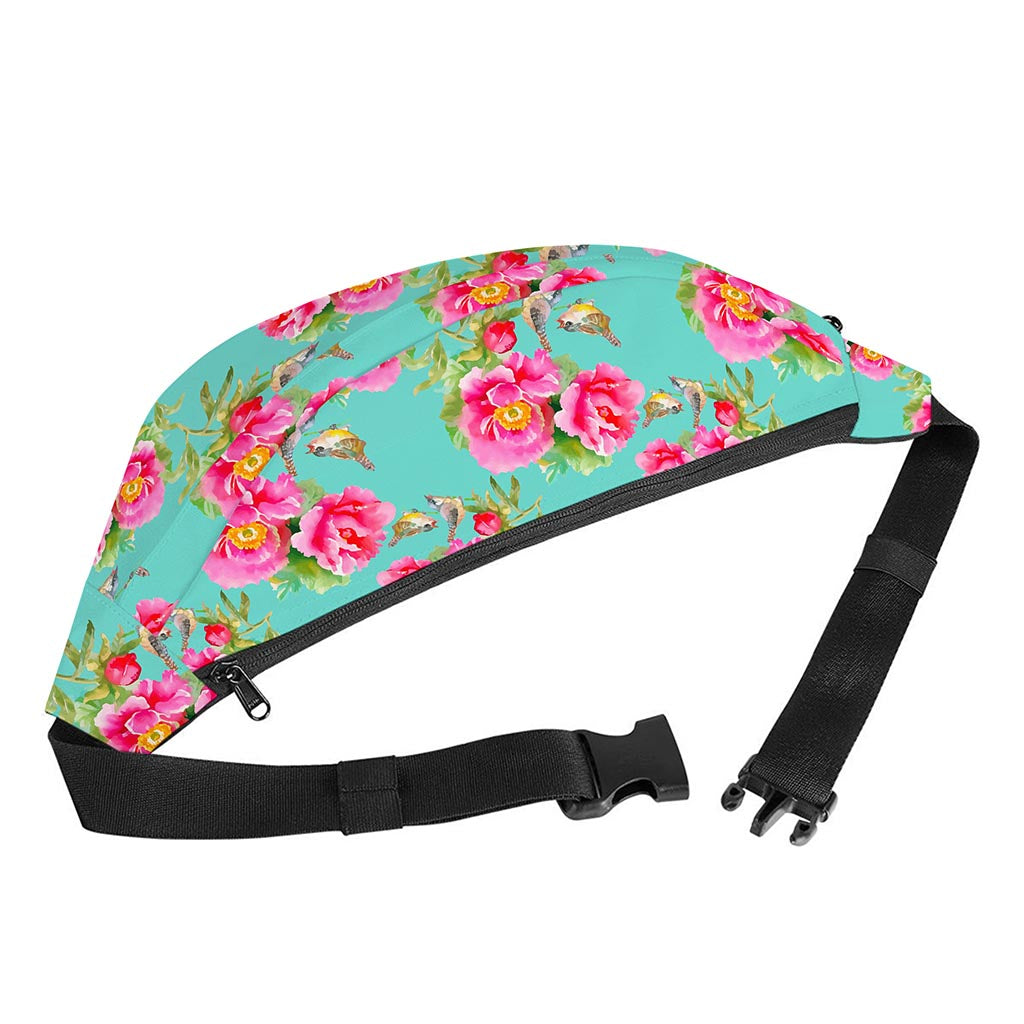 Bird Pink Floral Flower Pattern Print Fanny Pack