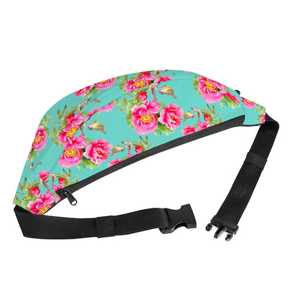 Bird Pink Floral Flower Pattern Print Fanny Pack