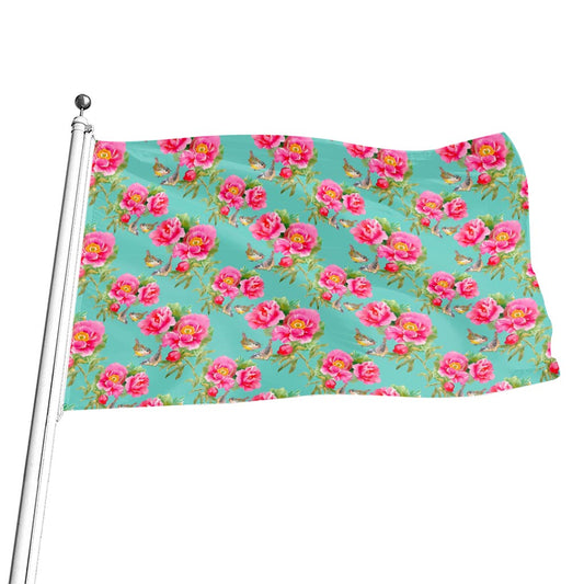 Bird Pink Floral Flower Pattern Print Flag