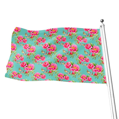 Bird Pink Floral Flower Pattern Print Flag