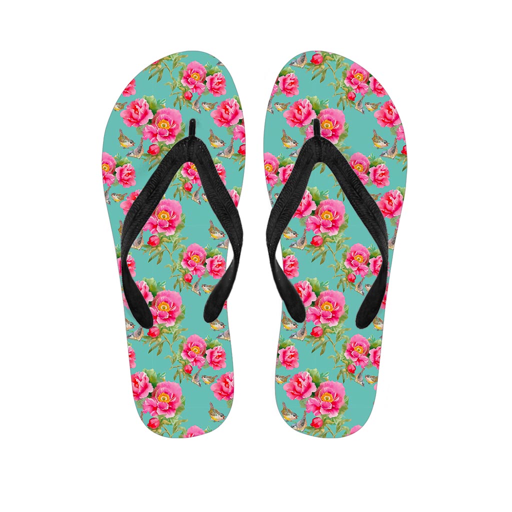 Bird Pink Floral Flower Pattern Print Flip Flops