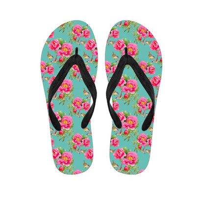 Bird Pink Floral Flower Pattern Print Flip Flops