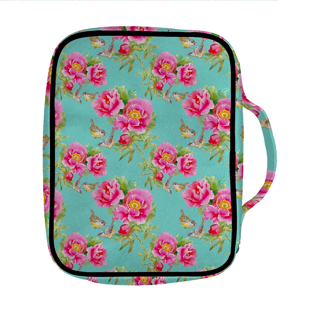 Bird Pink Floral Flower Pattern Print Front Pocket Bible Bag