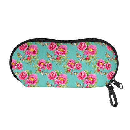 Bird Pink Floral Flower Pattern Print Glasses Case