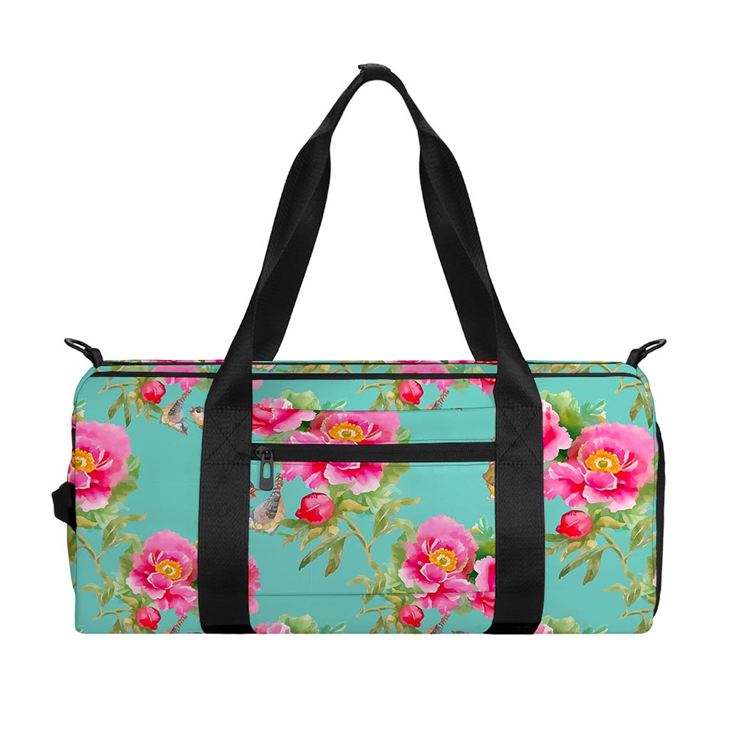 Bird Pink Floral Flower Pattern Print Gym Bag