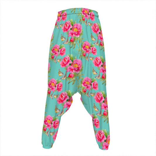 Bird Pink Floral Flower Pattern Print Hammer Pants