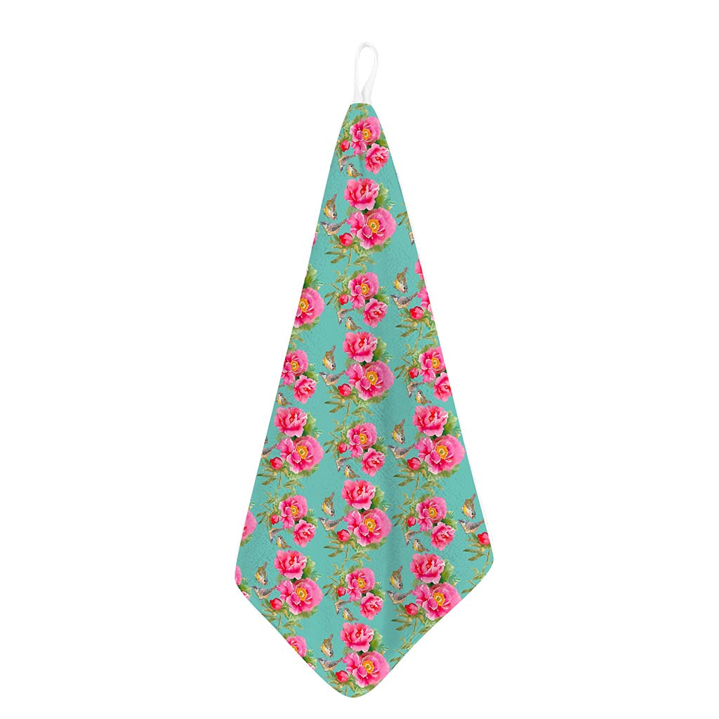 Bird Pink Floral Flower Pattern Print Hand Towel