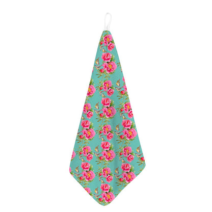 Bird Pink Floral Flower Pattern Print Hand Towel
