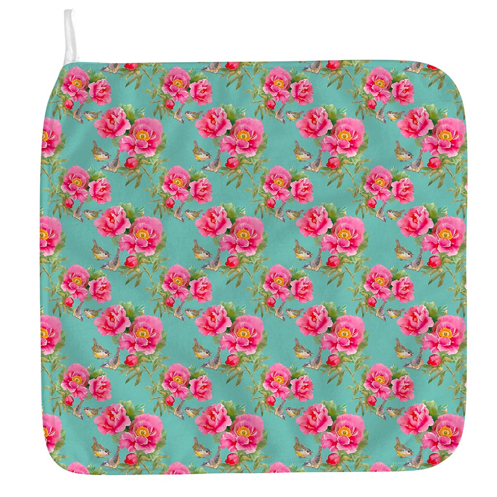 Bird Pink Floral Flower Pattern Print Hand Towel