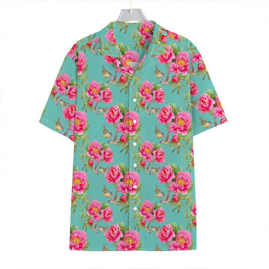 Bird Pink Floral Flower Pattern Print Hawaiian Shirt