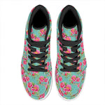 Bird Pink Floral Flower Pattern Print High Top Leather Sneakers