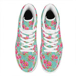 Bird Pink Floral Flower Pattern Print High Top Leather Sneakers