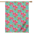 Bird Pink Floral Flower Pattern Print House Flag