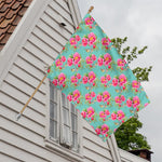 Bird Pink Floral Flower Pattern Print House Flag