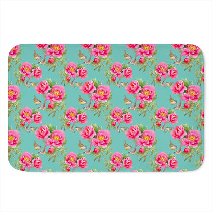 Bird Pink Floral Flower Pattern Print Indoor Door Mat