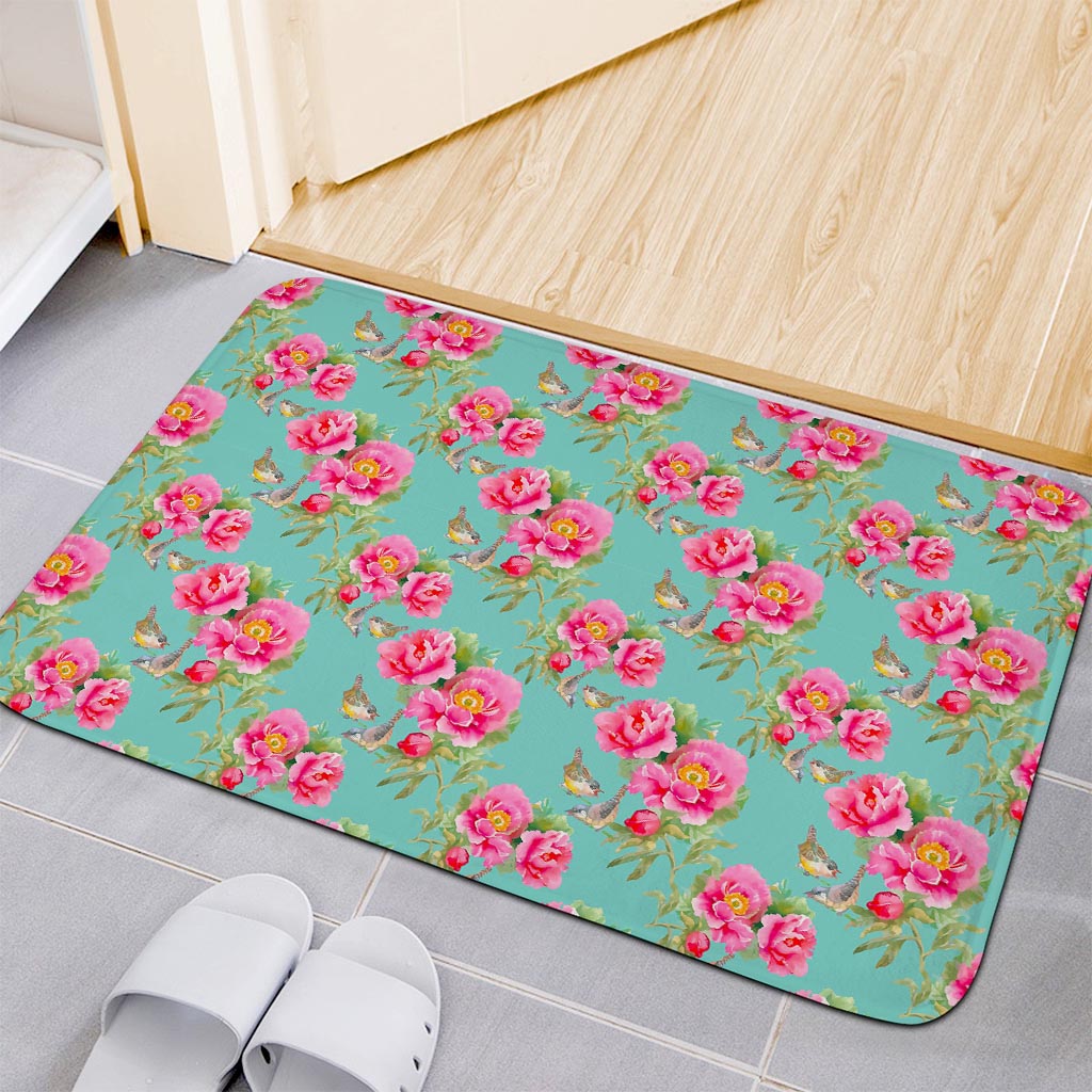 Bird Pink Floral Flower Pattern Print Indoor Door Mat