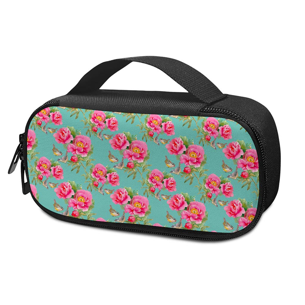 Bird Pink Floral Flower Pattern Print Insulin Cooler Travel Case