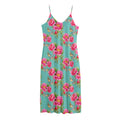 Bird Pink Floral Flower Pattern Print Jersey Midi Cami Dress