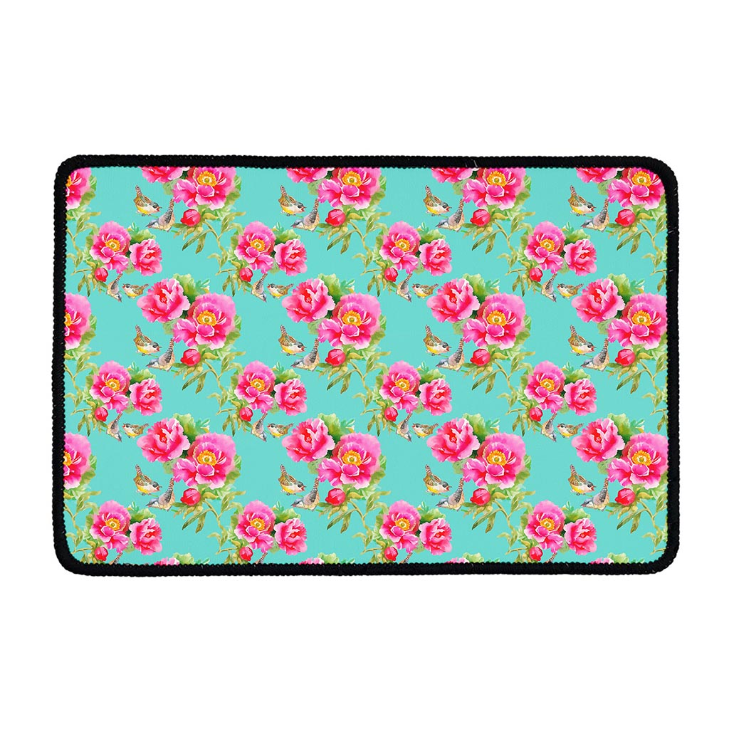 Bird Pink Floral Flower Pattern Print Kitchen Mat