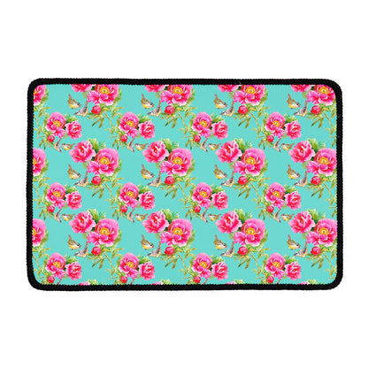 Bird Pink Floral Flower Pattern Print Kitchen Mat