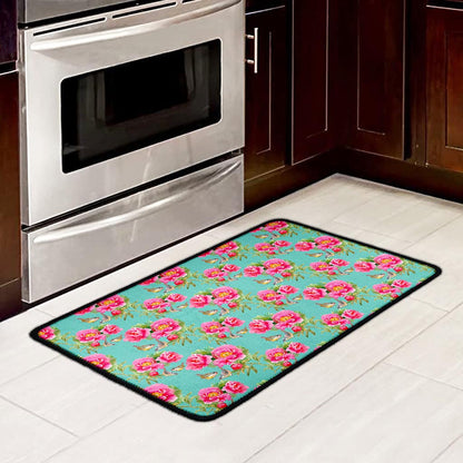 Bird Pink Floral Flower Pattern Print Kitchen Mat