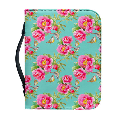 Bird Pink Floral Flower Pattern Print Leather Bible Cover