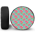Bird Pink Floral Flower Pattern Print Leather Spare Tire Cover
