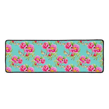 Bird Pink Floral Flower Pattern Print Long Kitchen Mat