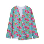 Bird Pink Floral Flower Pattern Print Long Sleeve Short Coat