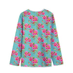 Bird Pink Floral Flower Pattern Print Long Sleeve Short Coat