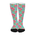Bird Pink Floral Flower Pattern Print Long Socks