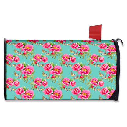 Bird Pink Floral Flower Pattern Print Mailbox Cover