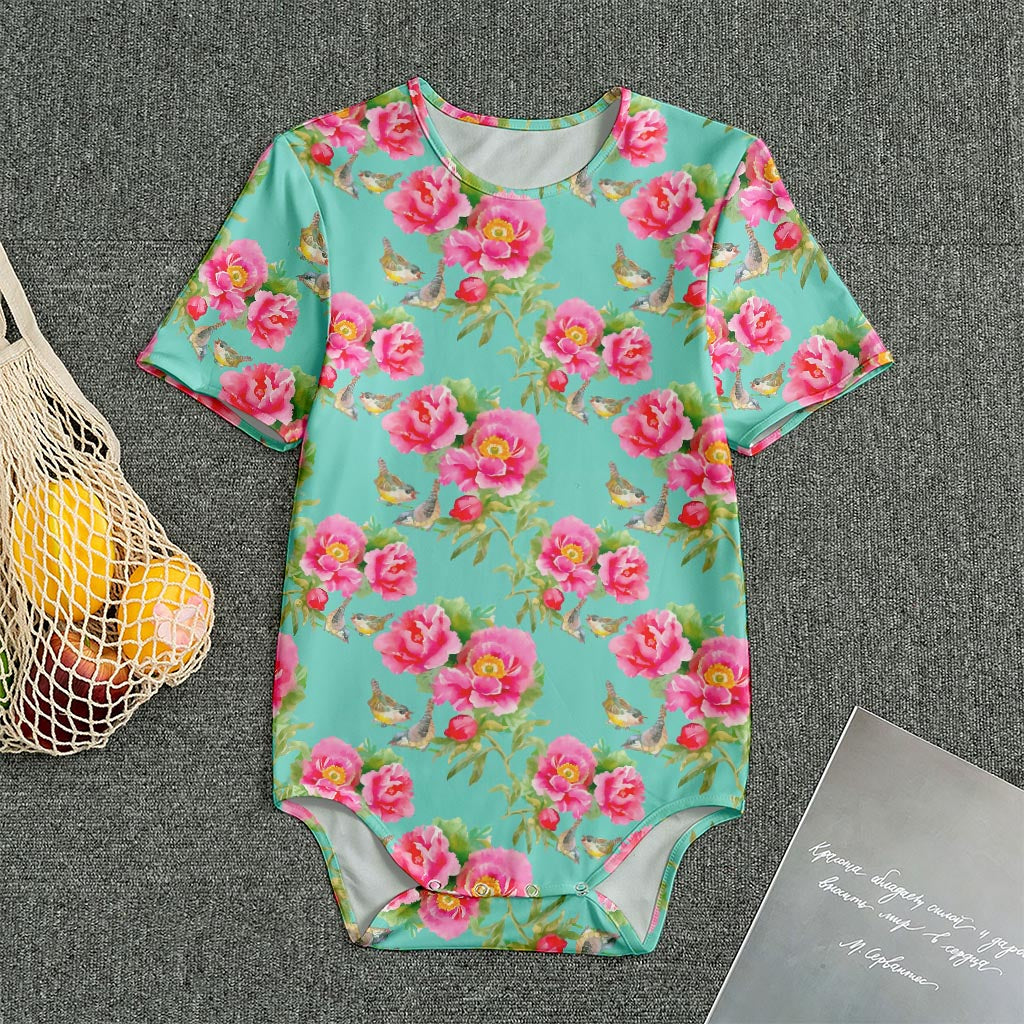 Bird Pink Floral Flower Pattern Print Men's Bodysuit