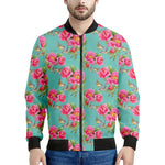 Bird Pink Floral Flower Pattern Print Men's Bomber Jacket