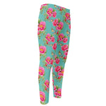Bird Pink Floral Flower Pattern Print Men's Compression Pants