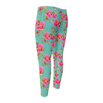 Bird Pink Floral Flower Pattern Print Men's Compression Pants