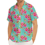 Bird Pink Floral Flower Pattern Print Men's Deep V-Neck Shirt