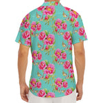 Bird Pink Floral Flower Pattern Print Men's Deep V-Neck Shirt