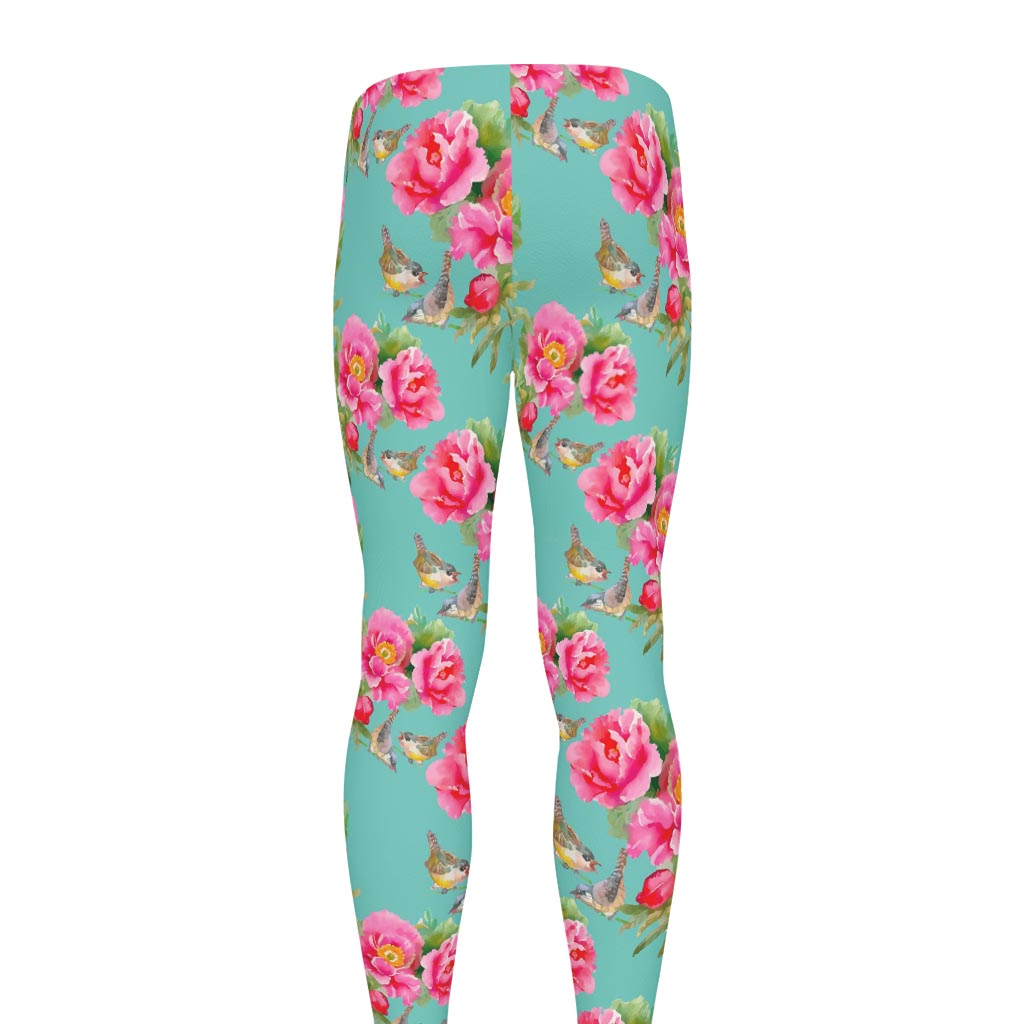 Bird Pink Floral Flower Pattern Print Men's leggings