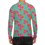 Bird Pink Floral Flower Pattern Print Men's Long Sleeve Rash Guard