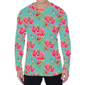 Bird Pink Floral Flower Pattern Print Men's Long Sleeve T-Shirt