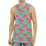 Bird Pink Floral Flower Pattern Print Men's Muscle Tank Top