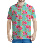 Bird Pink Floral Flower Pattern Print Men's Polo Shirt