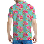 Bird Pink Floral Flower Pattern Print Men's Polo Shirt
