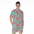 Bird Pink Floral Flower Pattern Print Men's Romper