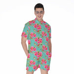 Bird Pink Floral Flower Pattern Print Men's Rompers