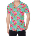 Bird Pink Floral Flower Pattern Print Men's Shirt