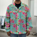 Bird Pink Floral Flower Pattern Print Men's Shirt Jacket