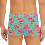 Bird Pink Floral Flower Pattern Print Men's Short Boxer Briefs